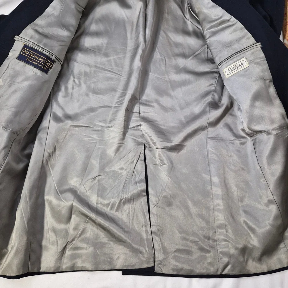 Polo University Club Ralph Lauren Blazer Mens 36 Navy Blue Ivy Gold Button Vtg